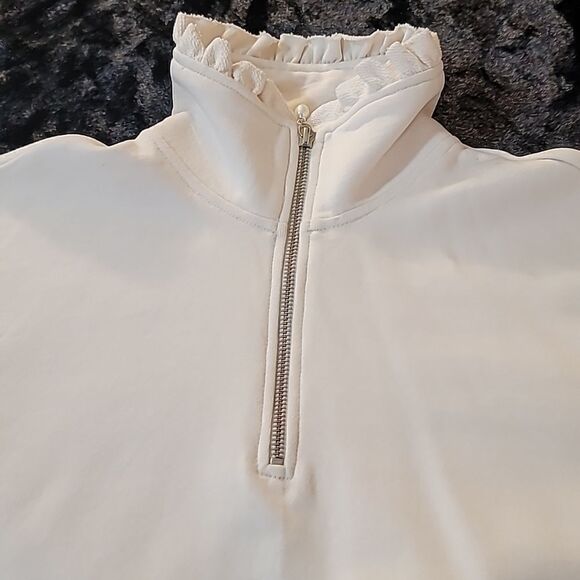 Cami NYC Margaret ruffle-trimmed Pearl Zipper French cotton-terry sweater - Picture 13 of 16